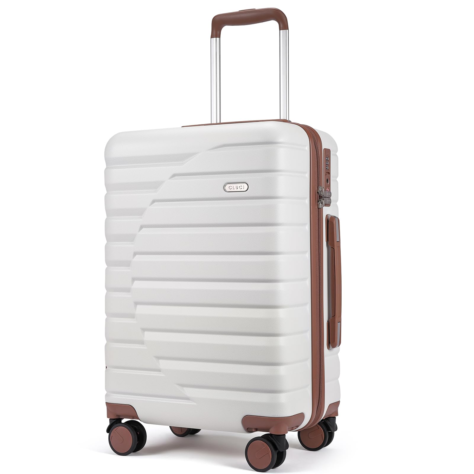 Carcasa Rígida Para Equipaje Cluci Checked Pc De 24 Pulgadas Con Cierre Tsa, Color Beige - Venta Internacional.