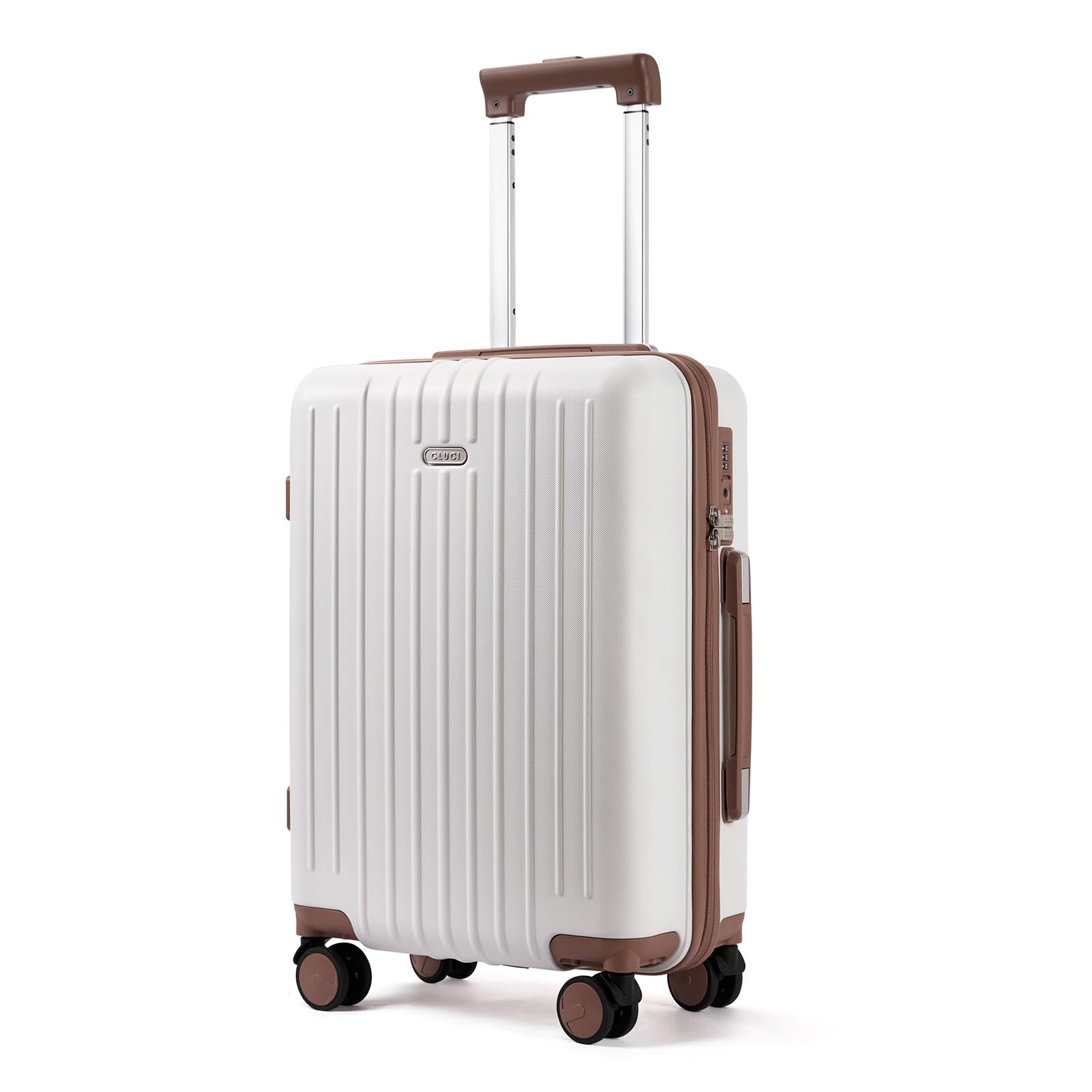 Luggage Cluci Carry On Pc De 20 Pulgadas Con Cierre Tsa, Color Beige - Venta Internacional.