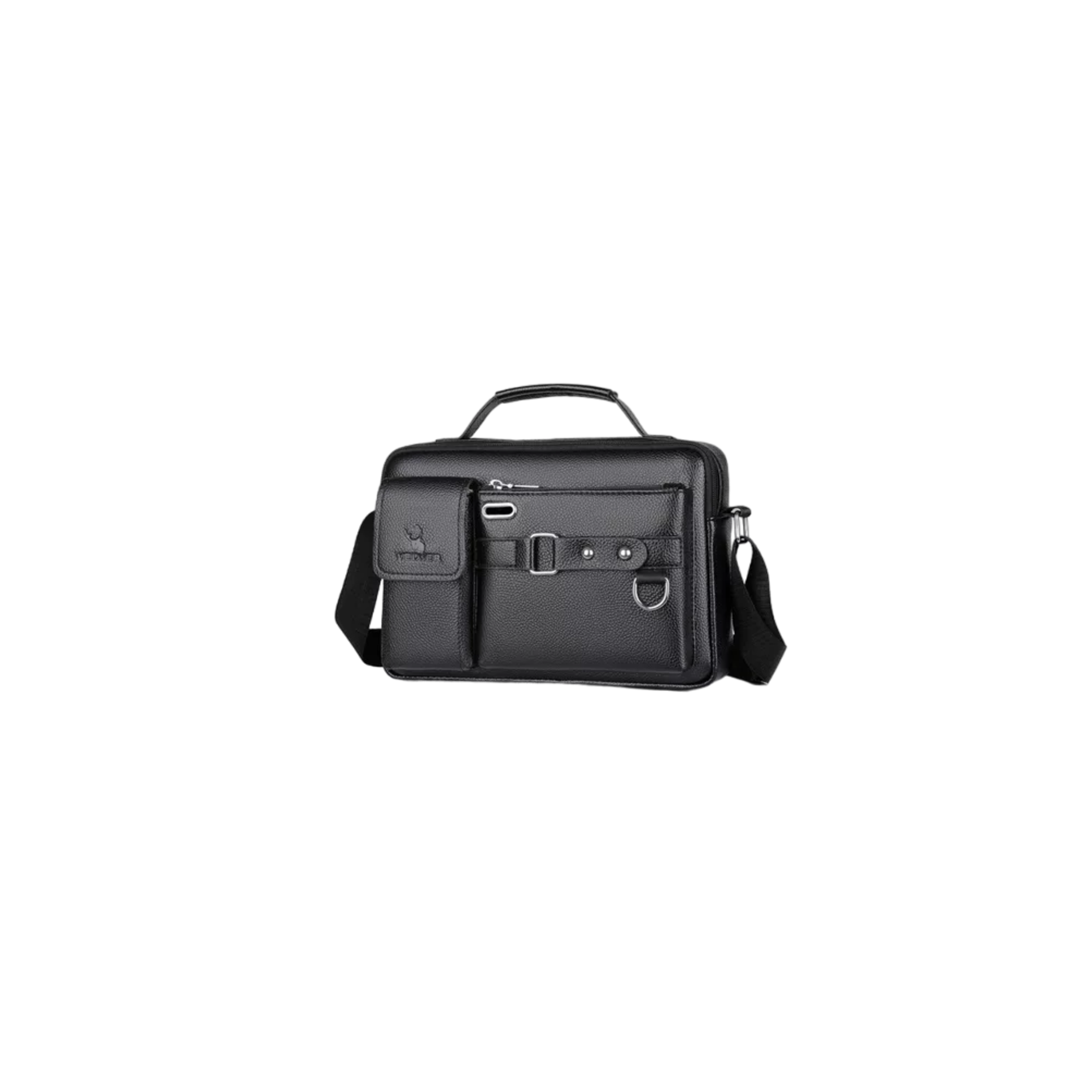 Foto 2 pulgar | Bandolera De Cuero Para Hombre Bolso Crossbody Lujo Moderno Negro