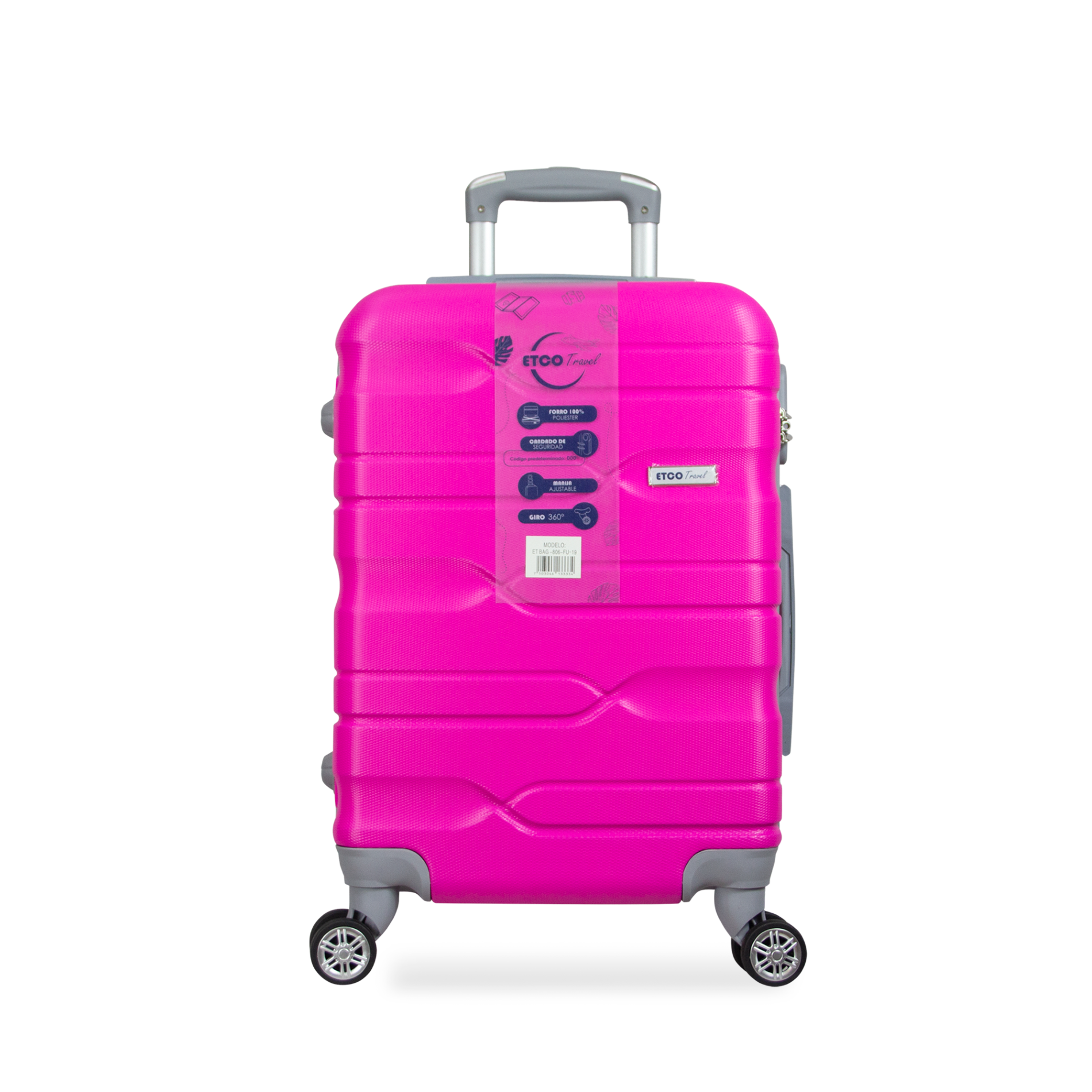 Maleta de Mano con Ruedas Etco Travel Giro 360° 19 Pulgadas Fucsia