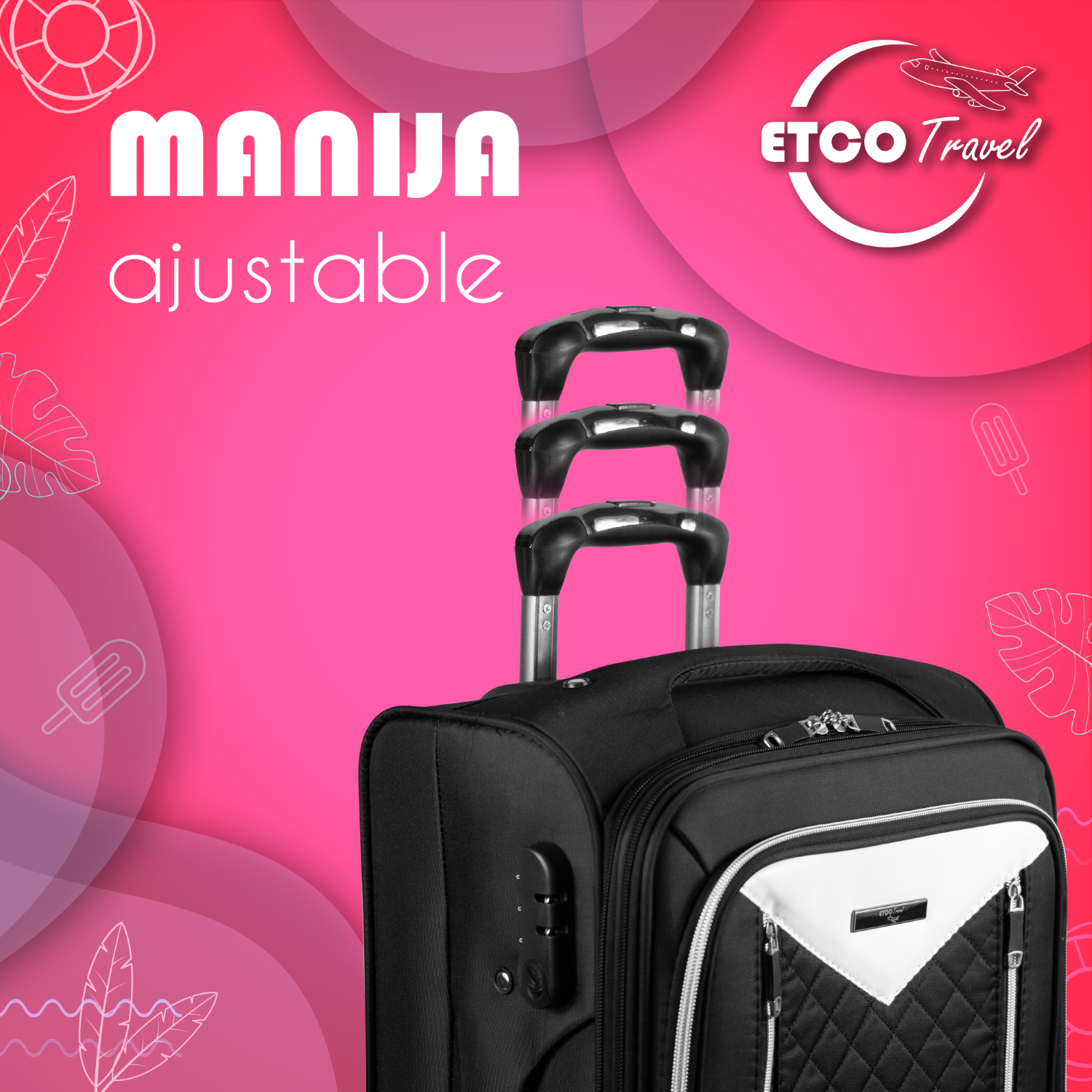 Foto 4 pulgar | Maleta De Tela 10-15 Kg Equipaje De Mano Color Negro Carry On Avion Etco Travel