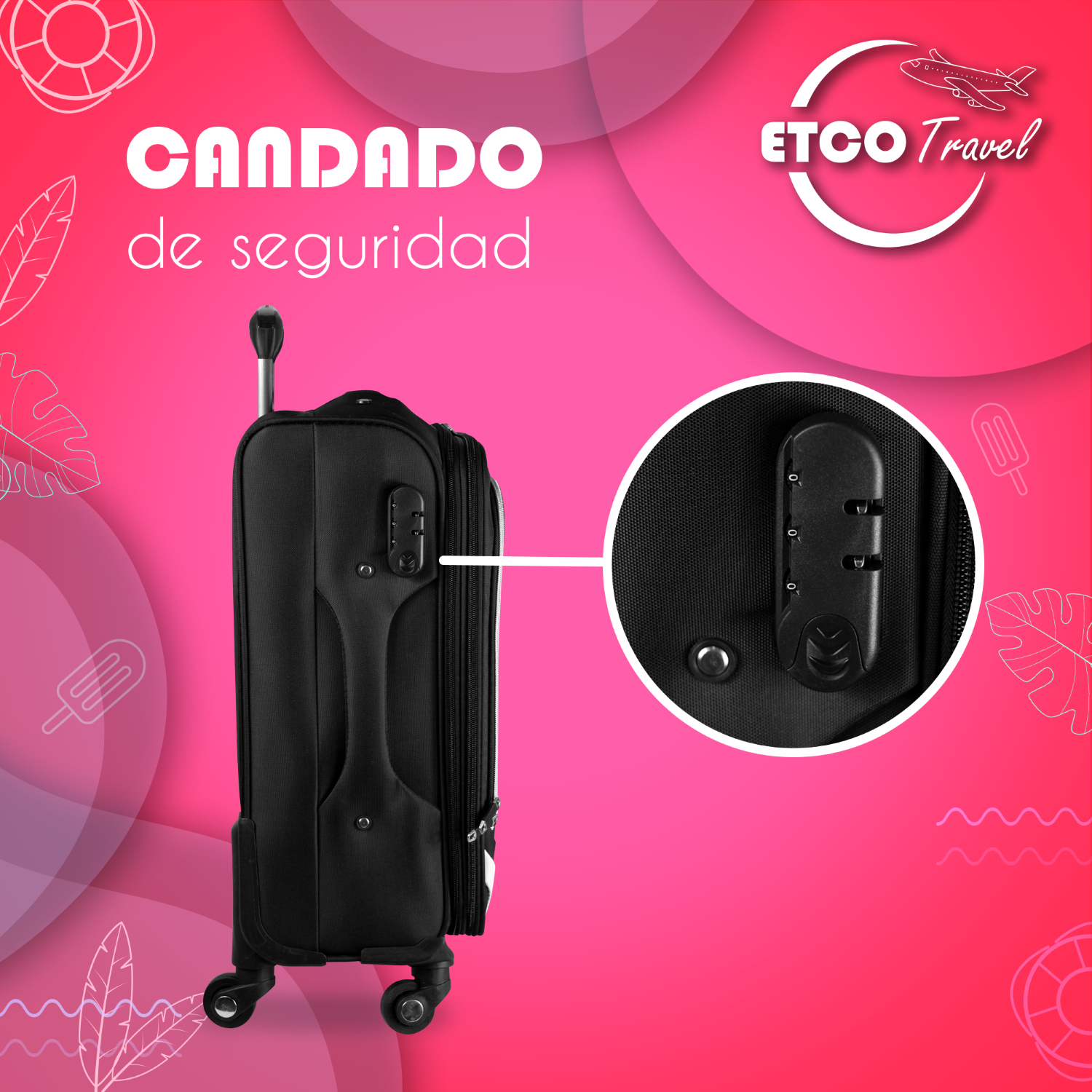 Foto 4 | Maleta De Tela 10-15 Kg Equipaje De Mano Color Negro Carry On Avion Etco Travel