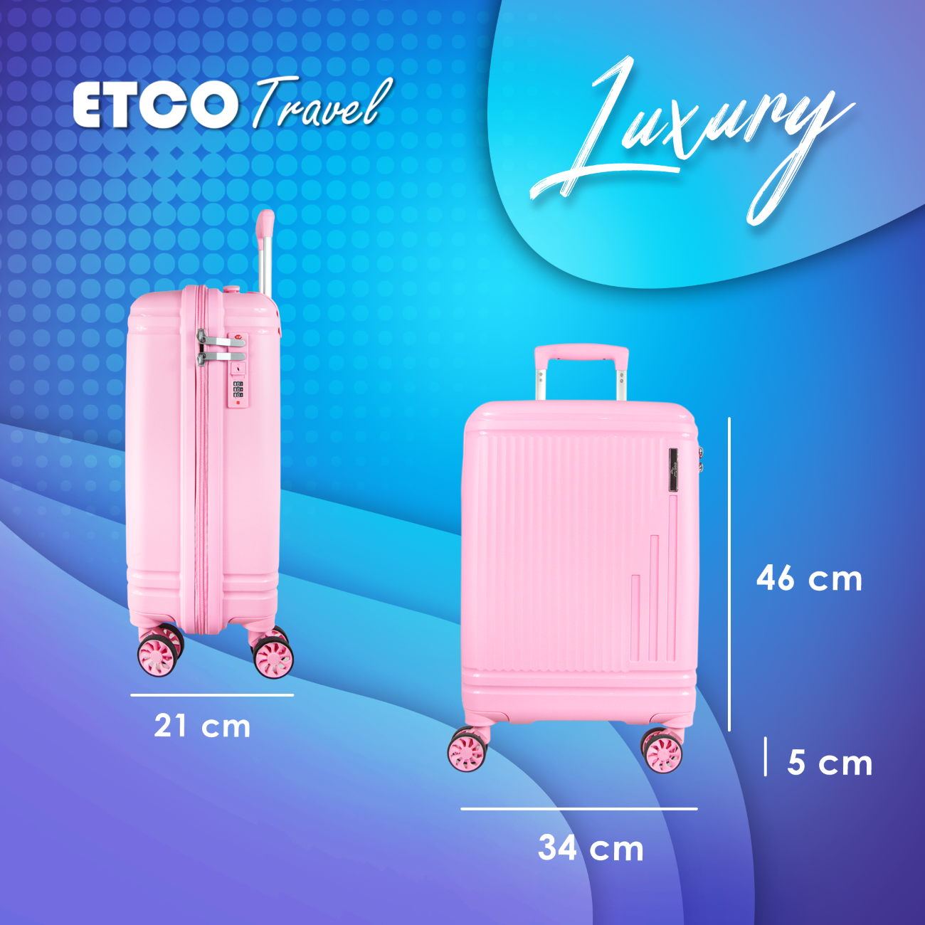 Foto 4 pulgar | Maleta De Mano Rigida Rosa Carry On 10 Kgs Avion Tipo Tourister