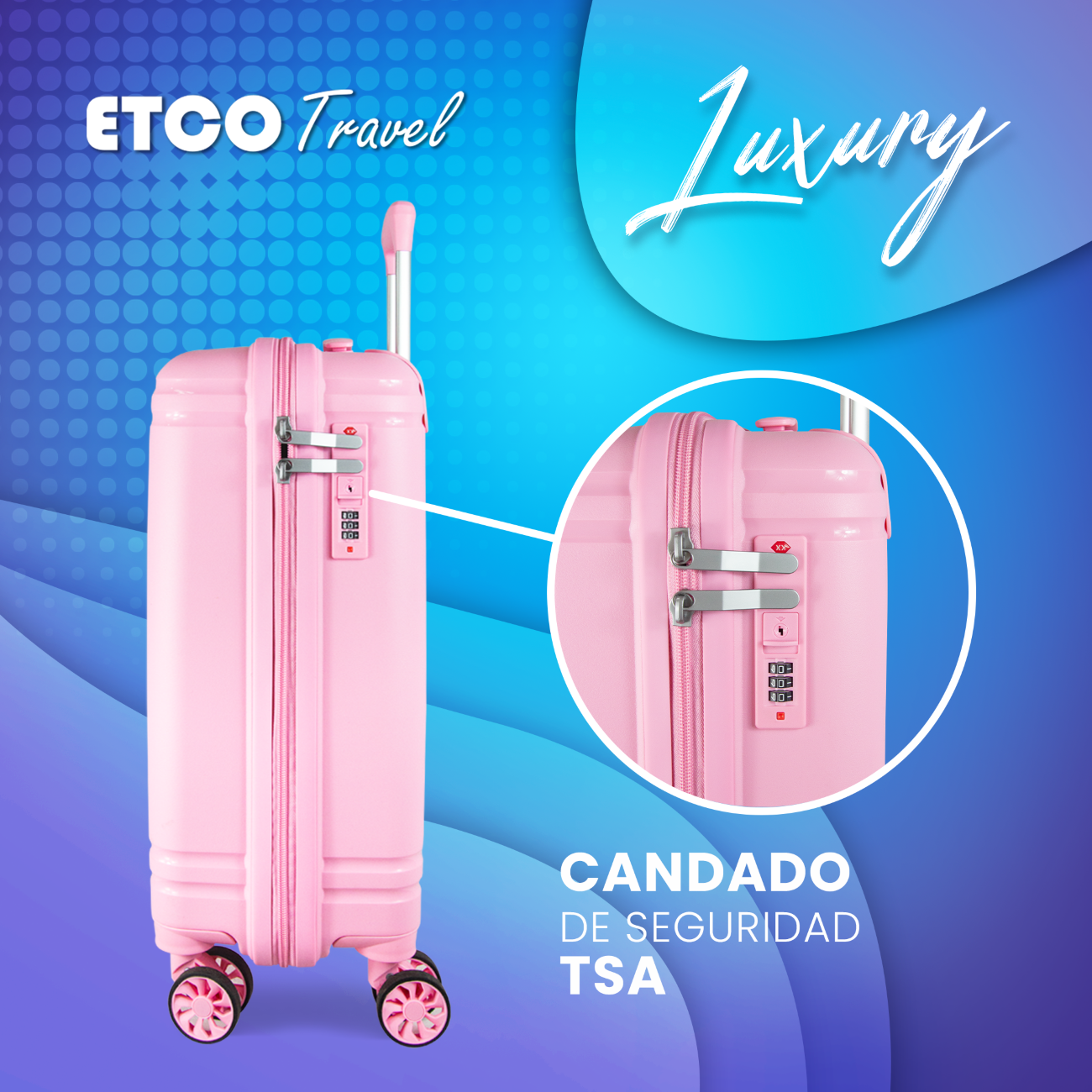 Foto 6 pulgar | Maleta De Mano Rigida Rosa Carry On 10 Kgs Avion Tipo Tourister