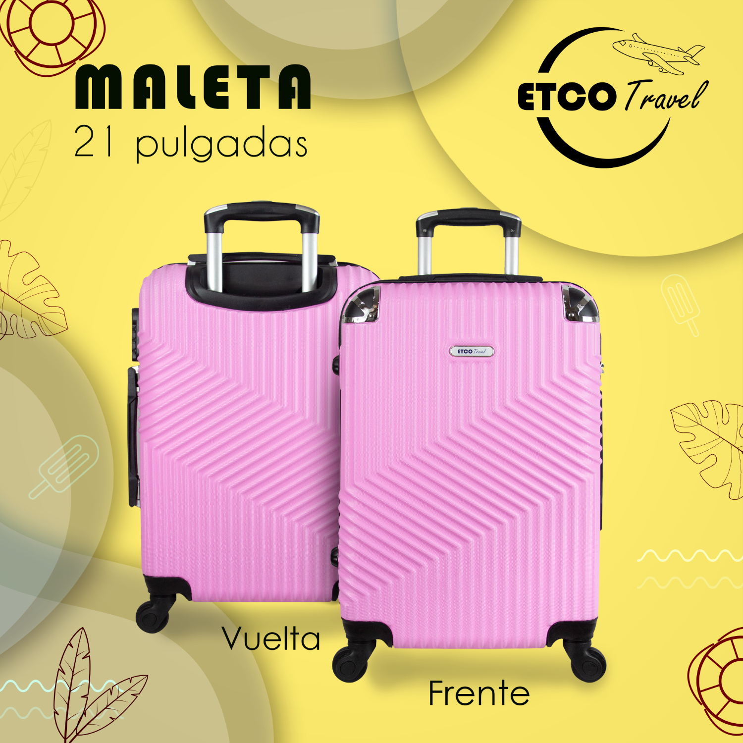 Foto 3 pulgar | Maleta De Mano Set Maleta + Neceser Color Rosa Carry On Avión 10kgs. Etco Travel