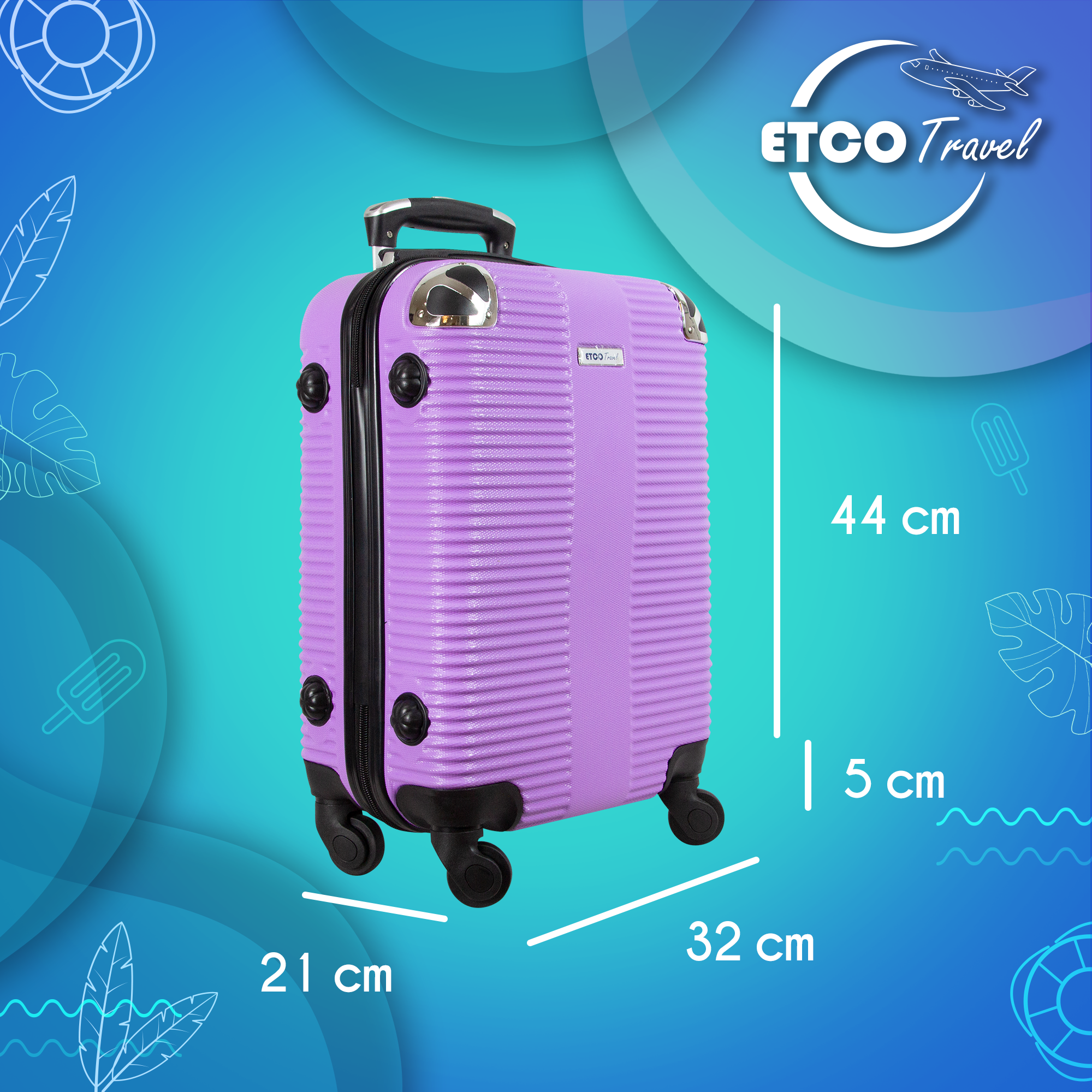 Foto 4 pulgar | Maleta De Mano Color Lila Con Ruedas Giro 360° De Viaje Avión, 18 Pulgadas Carry On Etco Travel