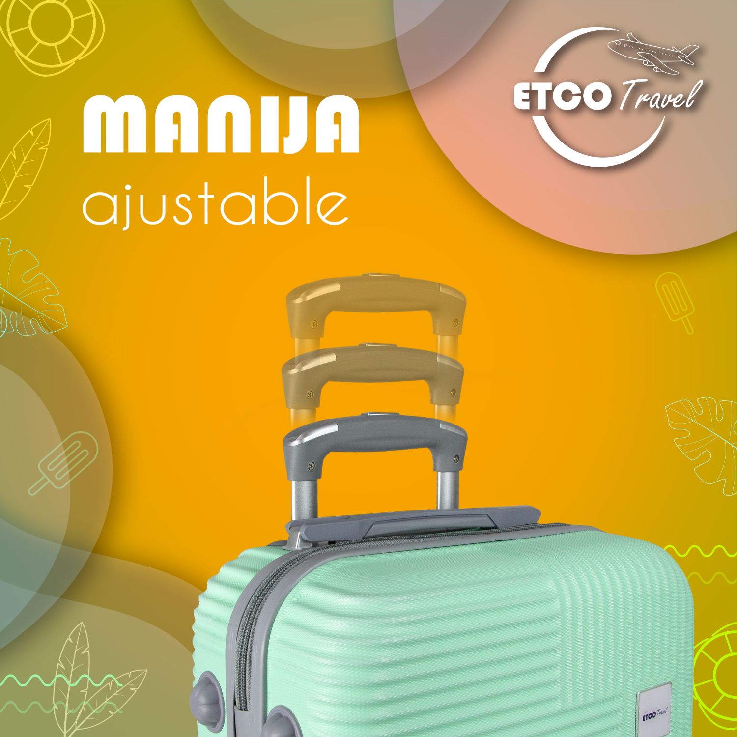 Foto 4 pulgar | Maleta De Mano Color Verde Aqua Con Ruedas Giro 360° De Viaje Avión, 18 Pulgadas Carry On Etco Travel