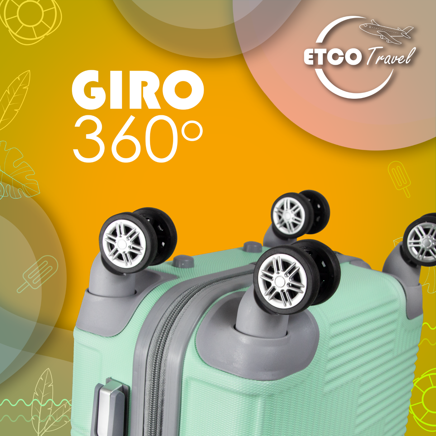 Foto 6 pulgar | Maleta De Mano Color Verde Aqua Con Ruedas Giro 360° De Viaje Avión, 18 Pulgadas Carry On Etco Travel