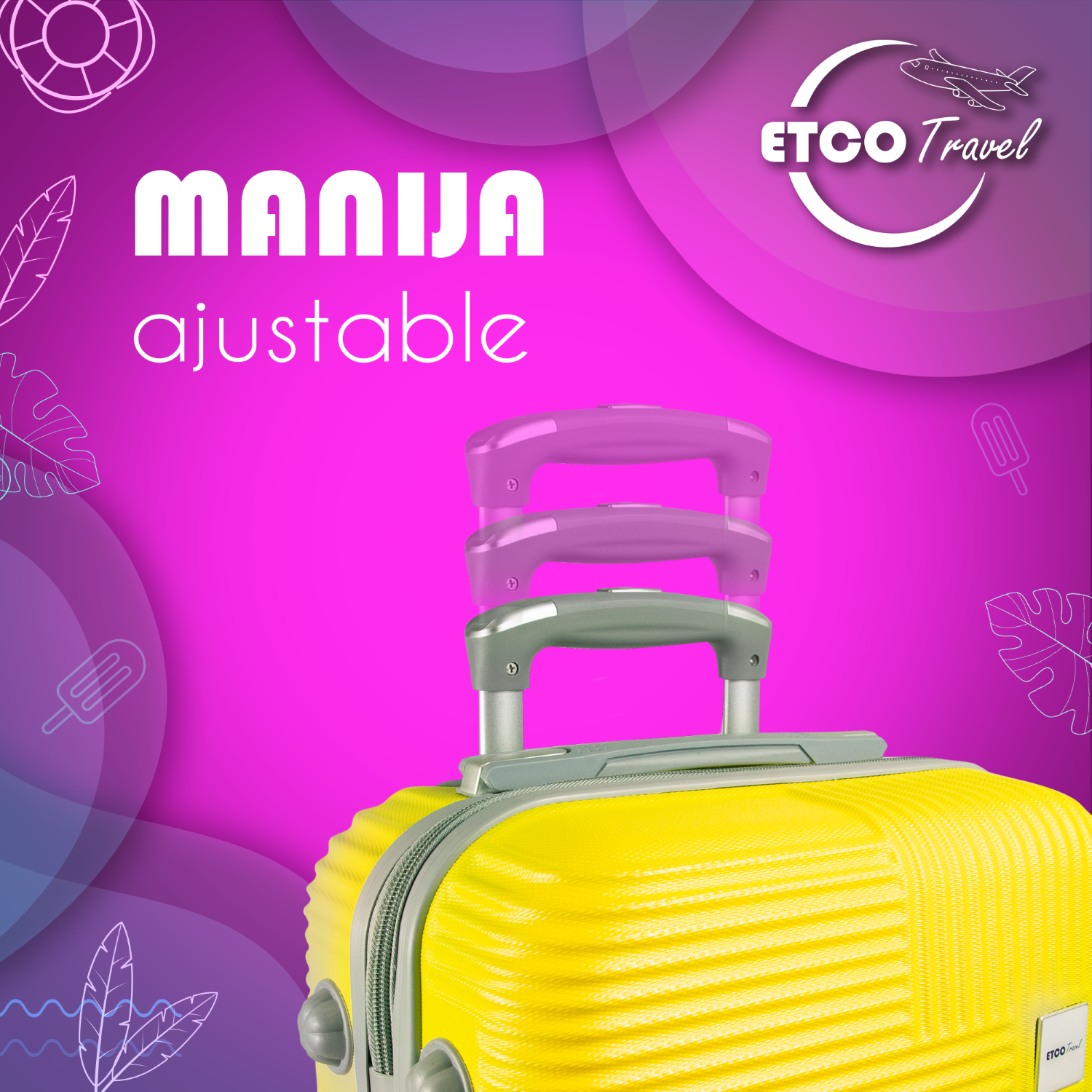 Foto 4 pulgar | Maleta De Mano Color Amarillo Con Ruedas Giro 360° De Viaje Avión, 18 Pulgadas Carry On Etco Travel