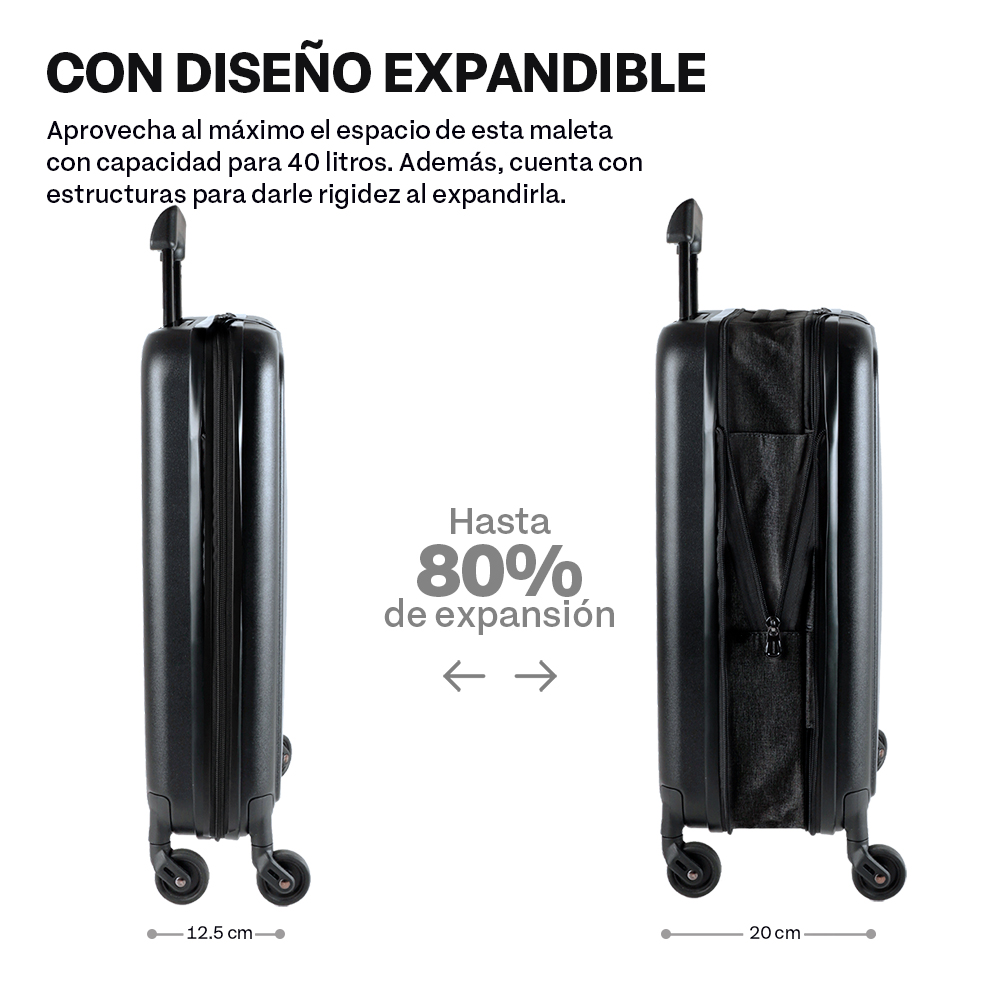 Foto 4 pulgar | Maleta Carry On Sendera 20”  Negro con Candado