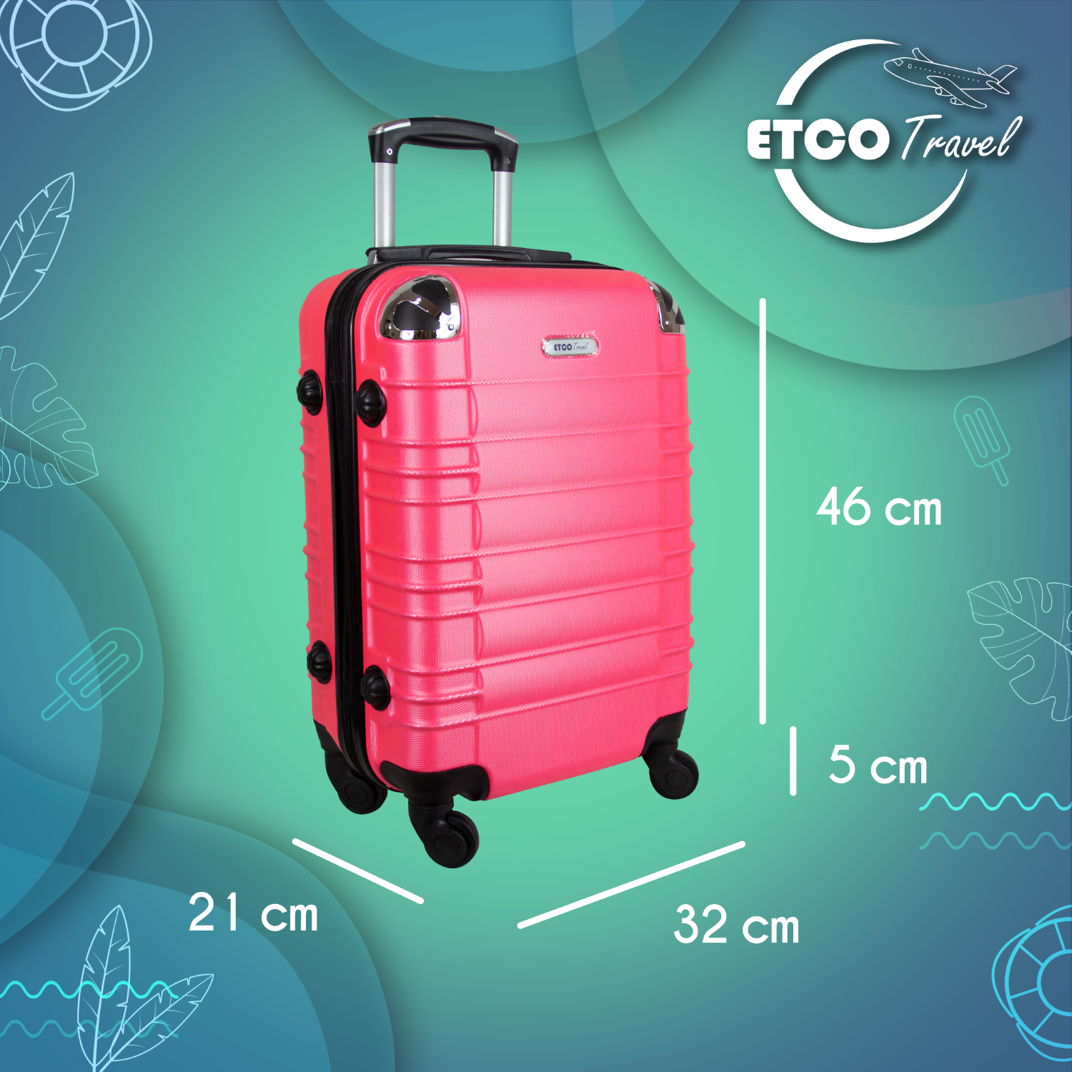 Foto 4 pulgar | Maleta De Mano Color Rosa Melón Con Ruedas Giro 360° De Viaje Avión, 19 Pulgadas Carry On Etco Travel