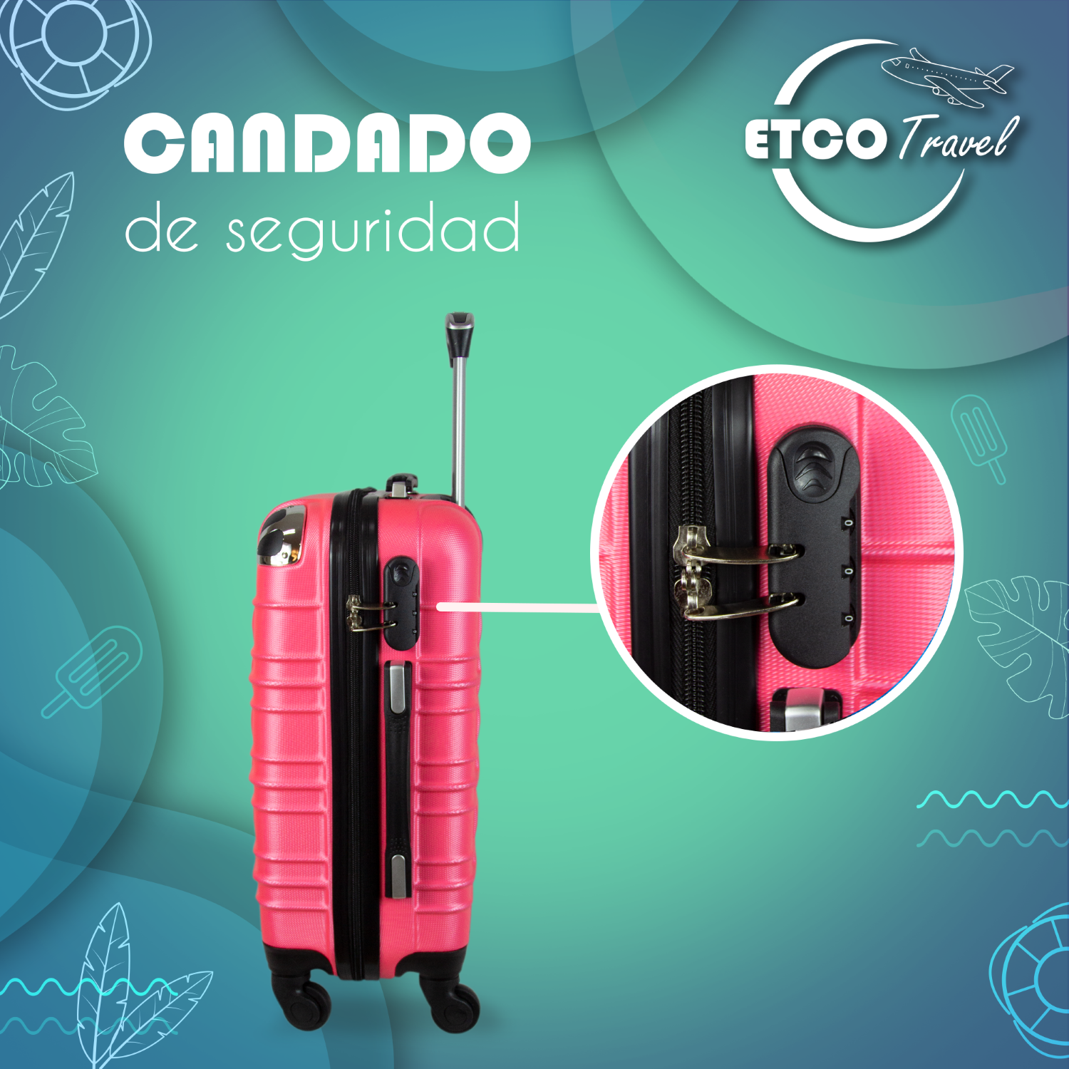 Foto 4 | Maleta De Mano Color Rosa Melón Con Ruedas Giro 360° De Viaje Avión, 19 Pulgadas Carry On Etco Travel