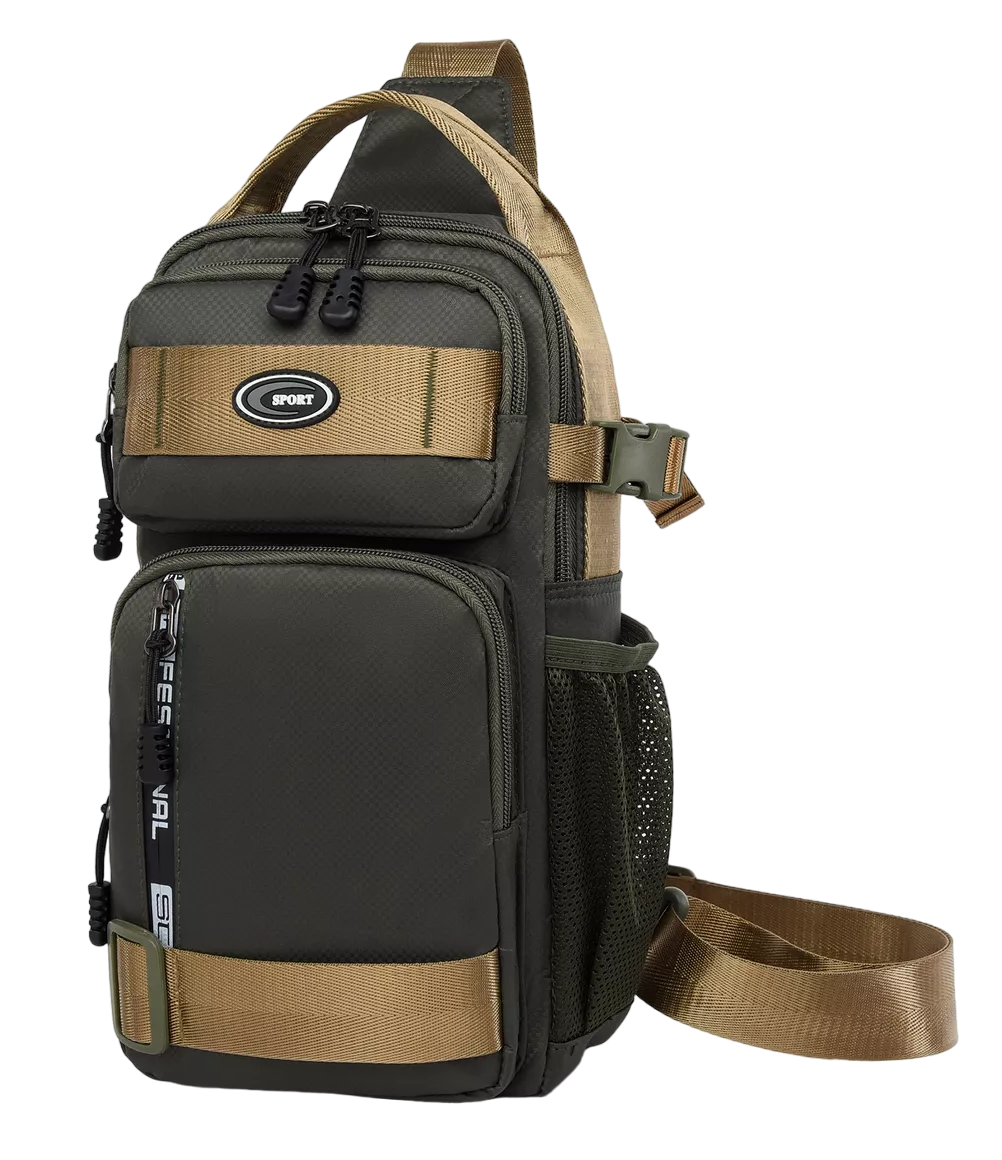 Foto 1 | Maletin Pechera Para Hombre Multibolsillo Verde Oscuro