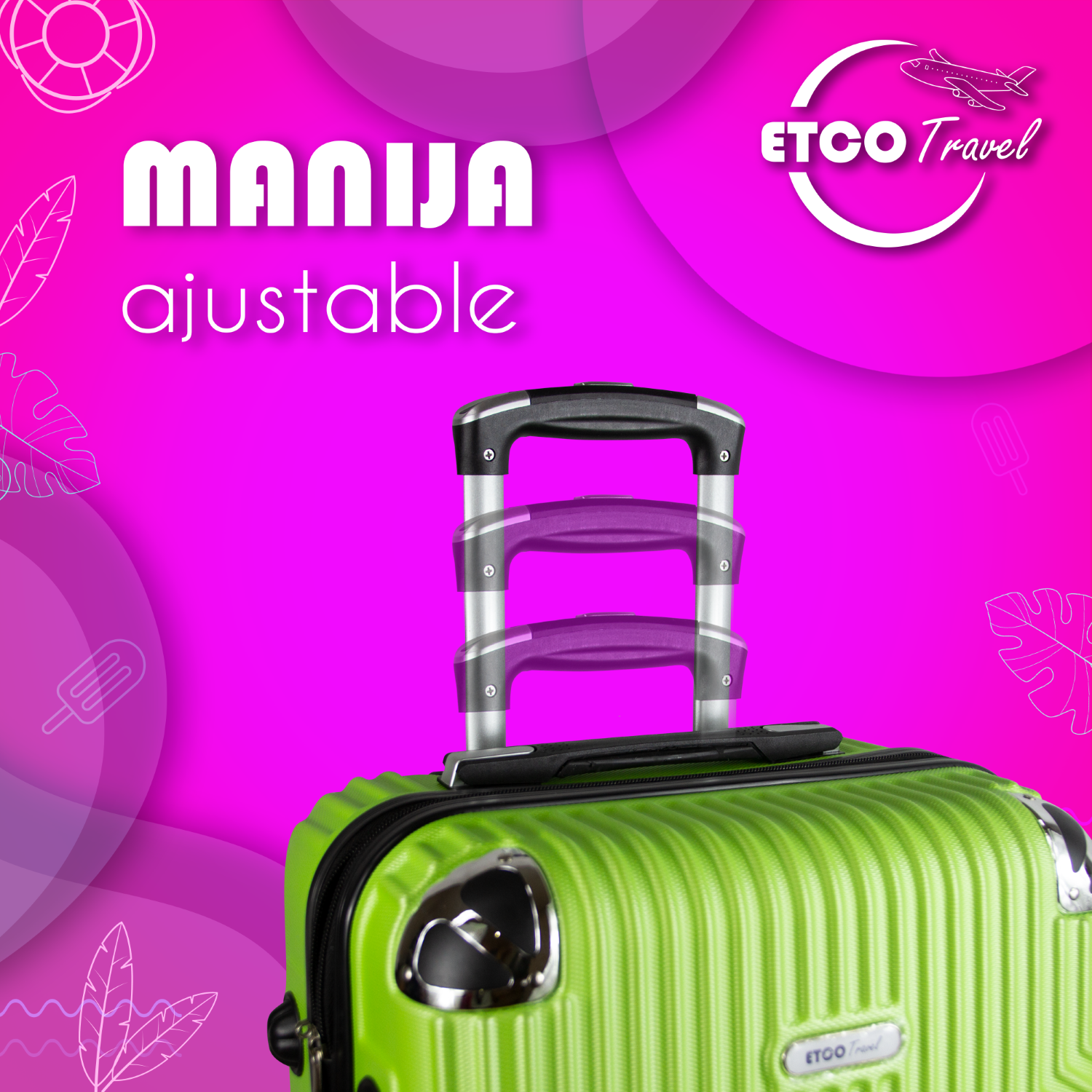 Foto 4 | Maleta De Mano 10 Kgs. Color Verde Maleta De Viaje Con Ruedas 360 Etco Travel