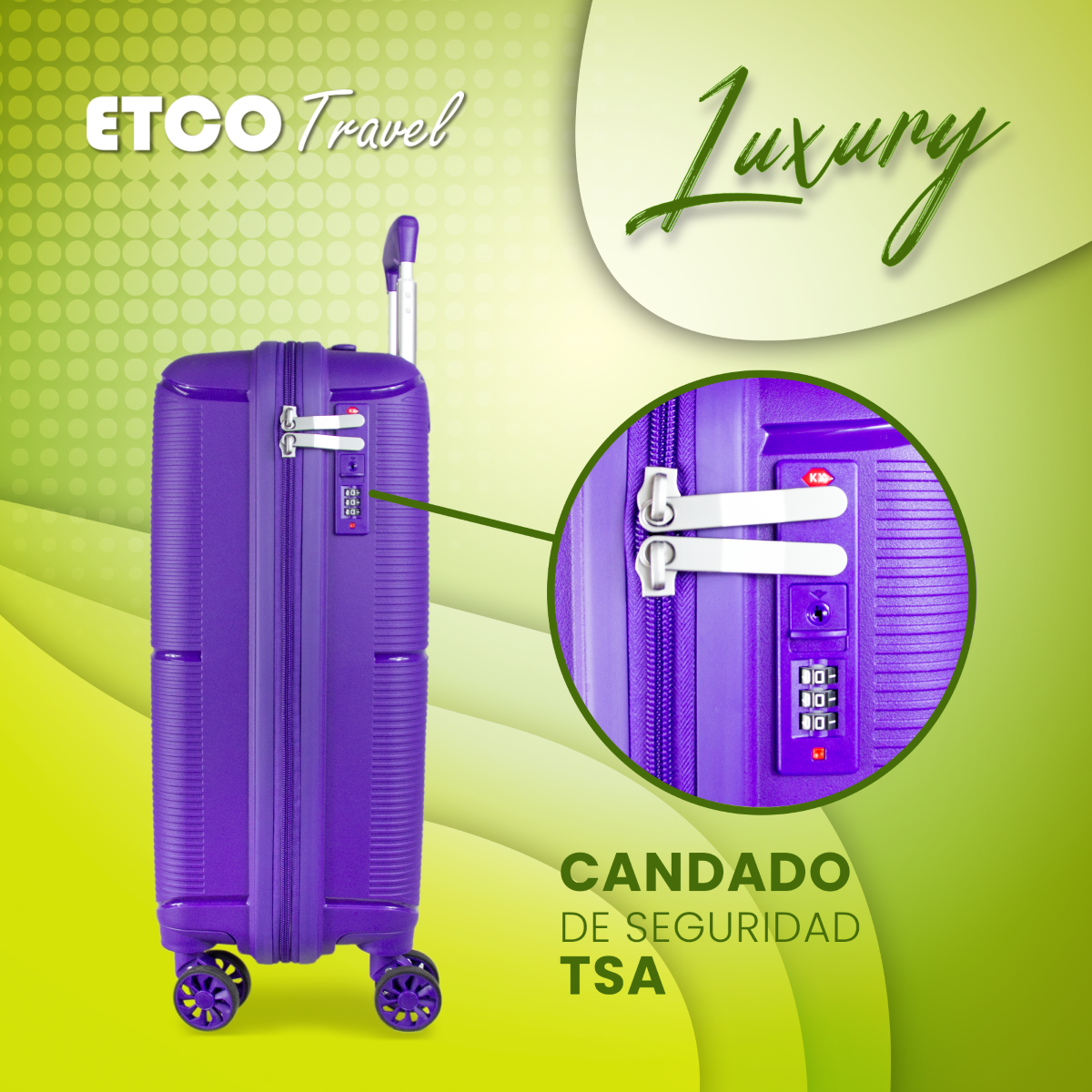 Foto 5 | Maleta De Mano Rígida Color Morado Carry On 10 Kgs Avión Tipo American