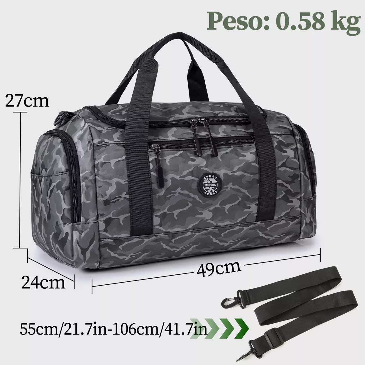 Foto 3 pulgar | Maletas De Viaje Deportiva Mochila Gym Bolsa Equipaje Mano Eo Safe Imports Esi-15686  Gris