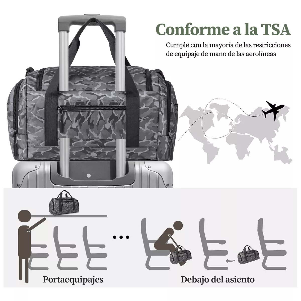 Foto 4 pulgar | Maletas De Viaje Deportiva Mochila Gym Bolsa Equipaje Mano Eo Safe Imports Esi-15686  Gris