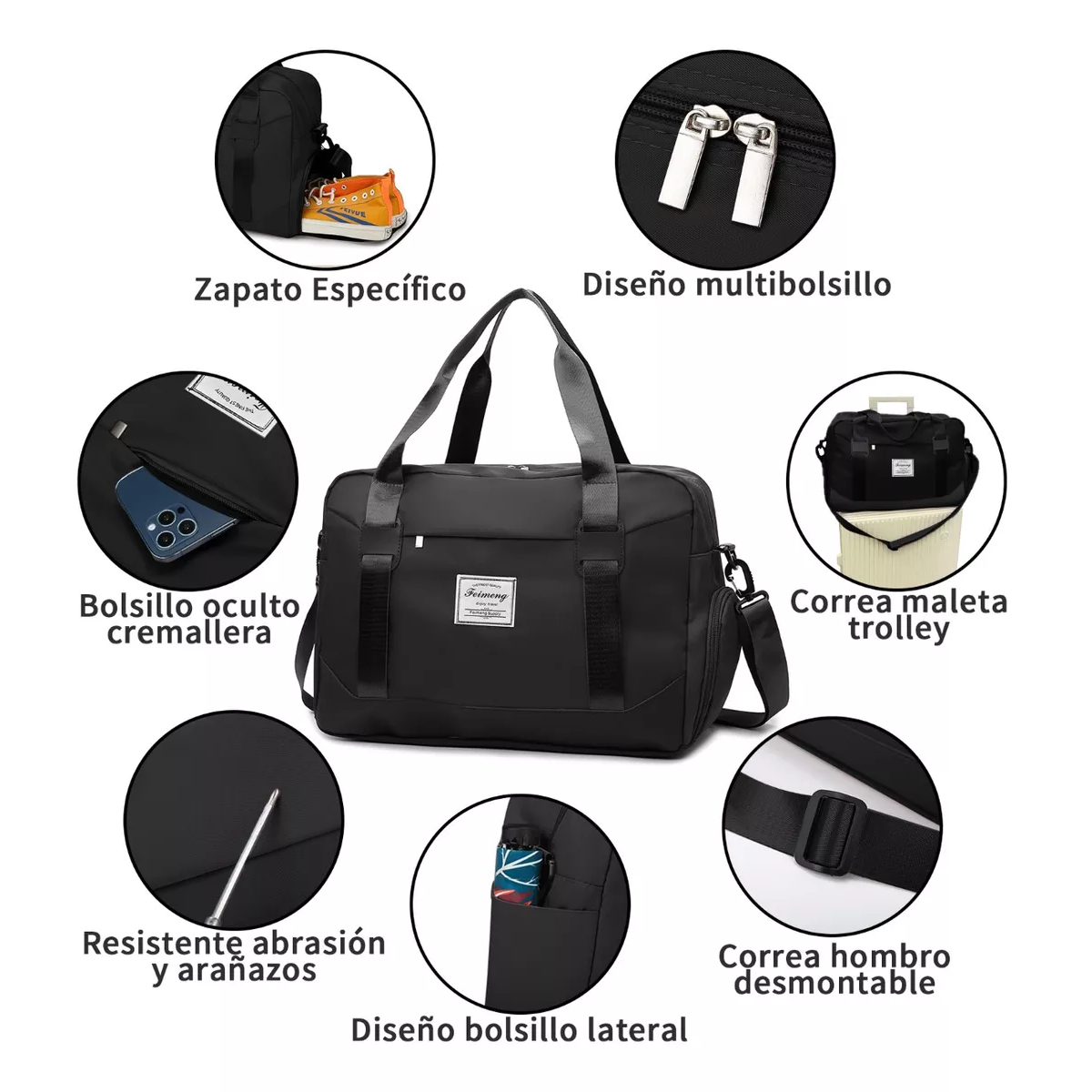 Foto 3 pulgar | Maletas Gym Viaje Maletas Deportivas Fitness Bolsa De Gym Eo Safe Imports Esi-15690 Negro