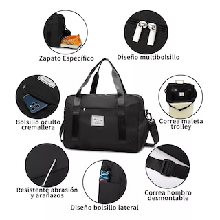 Foto 2 | Maletas Gym Viaje Maletas Deportivas Fitness Bolsa De Gym Eo Safe Imports Esi-15690 Negro
