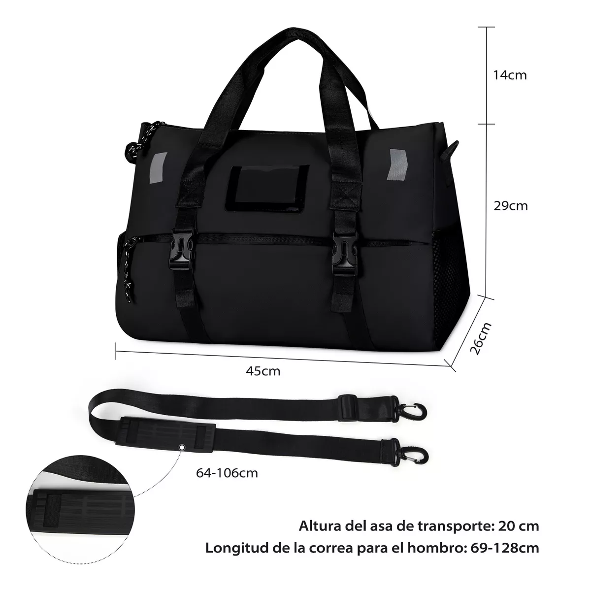 Foto 4 pulgar | Maleta Deportiva Gym Bolsa De Viaje Para Gimnasio Fitness Eo Safe Imports Esi-15694 Negro