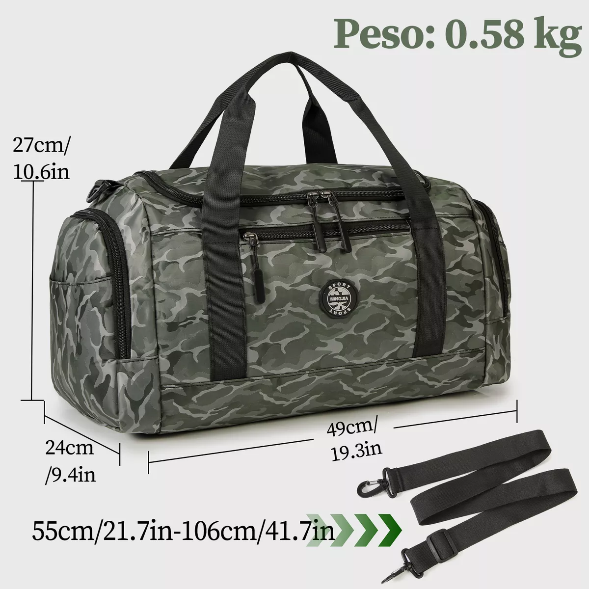 Foto 3 pulgar | Maletas De Viaje Deportiva Mochila Gym Bolsa Equipaje Mano Eo Safe Imports Esi-15687 Verde