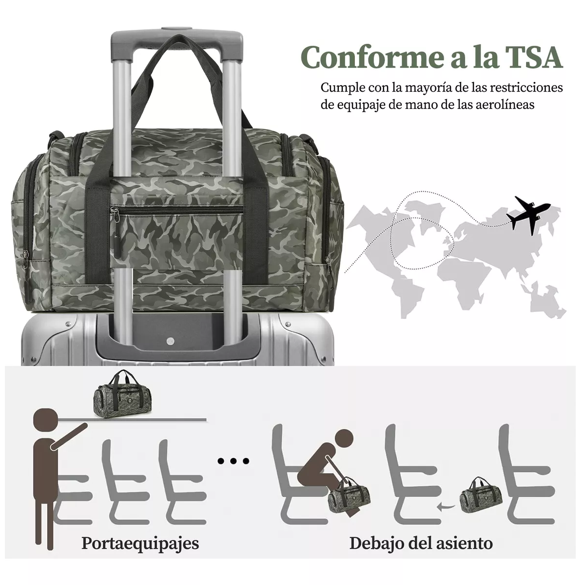Foto 4 pulgar | Maletas De Viaje Deportiva Mochila Gym Bolsa Equipaje Mano Eo Safe Imports Esi-15687 Verde