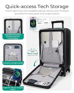 Foto 3 | Maleta con Ruedas Bagsmart Negra-Venta Internacional