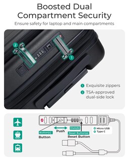 Foto 5 | Maleta con Ruedas Bagsmart Negra-Venta Internacional