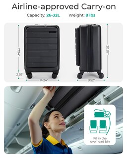 Foto 7 | Maleta con Ruedas Bagsmart Negra-Venta Internacional