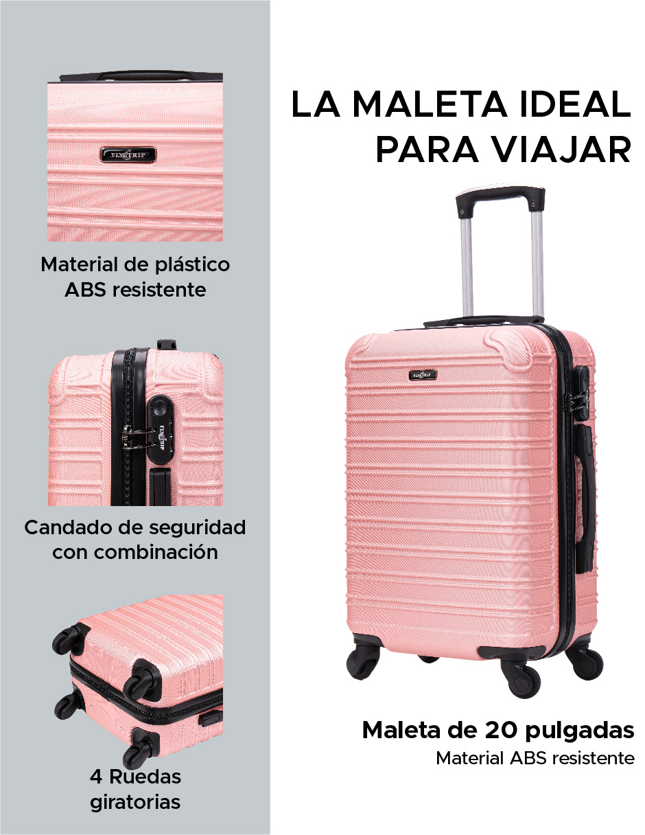 Foto 3 pulgar | Maleta de Mano Toronto Oro Rosa 20" ABS Ultraligera con Ruedas Giratorias y Cerradura de Combinación