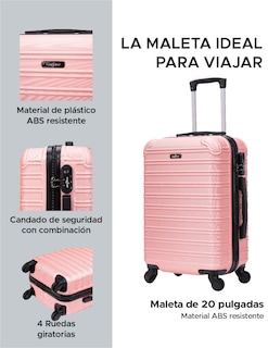 Foto 2 | Maleta de Mano Toronto Oro Rosa 20" ABS Ultraligera con Ruedas Giratorias y Cerradura de Combinación