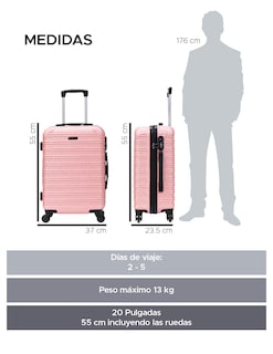 Foto 3 | Maleta de Mano Toronto Oro Rosa 20" ABS Ultraligera con Ruedas Giratorias y Cerradura de Combinación