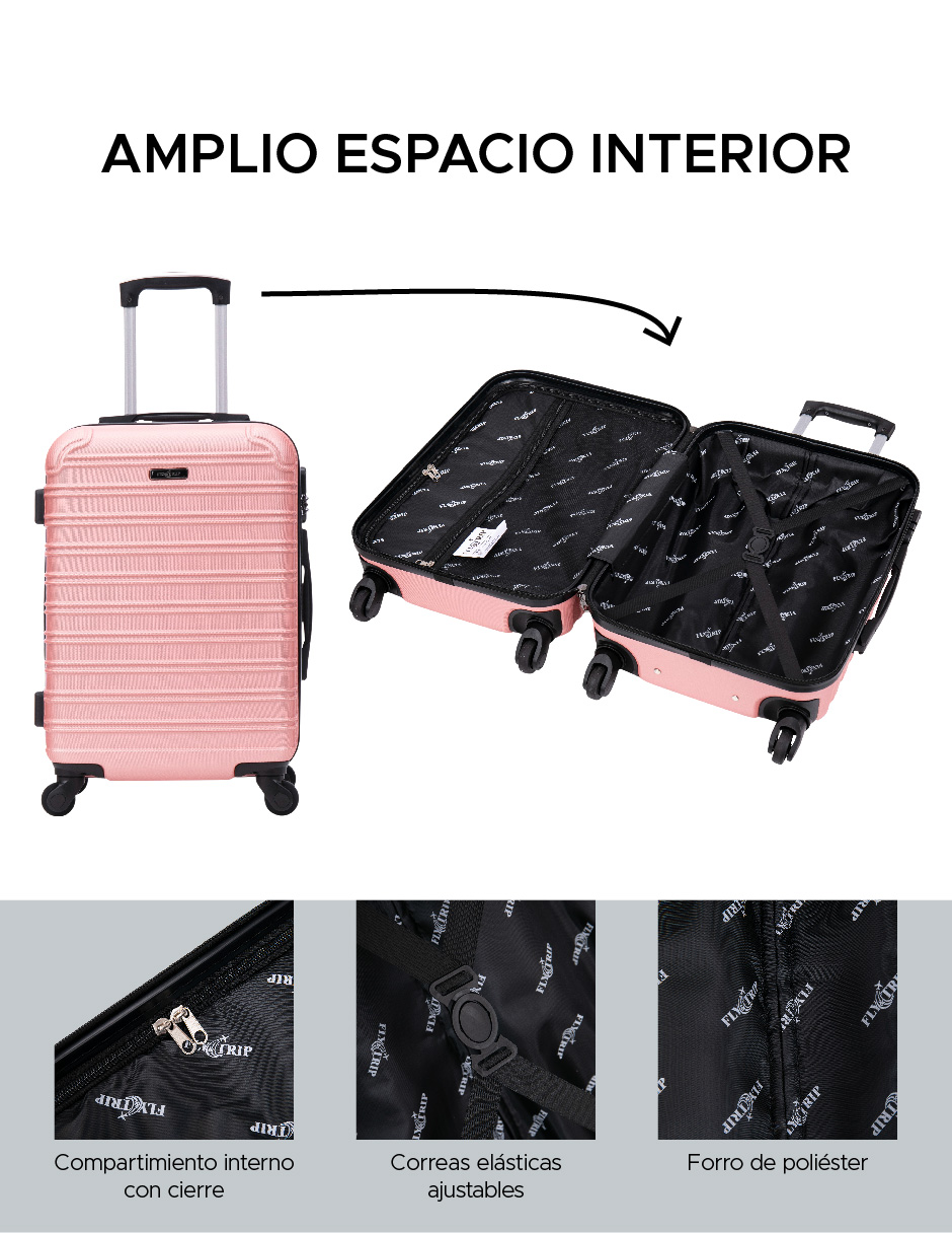 Foto 6 pulgar | Maleta de Mano Toronto Oro Rosa 20" ABS Ultraligera con Ruedas Giratorias y Cerradura de Combinación