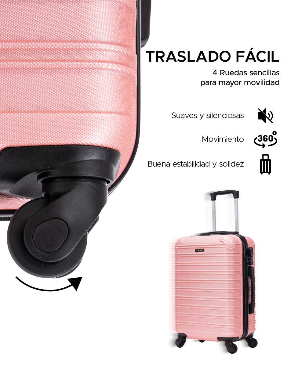 Foto 7 pulgar | Maleta de Mano Toronto Oro Rosa 20" ABS Ultraligera con Ruedas Giratorias y Cerradura de Combinación