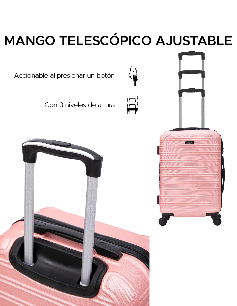 Foto 8 pulgar | Maleta de Mano Toronto Oro Rosa 20" ABS Ultraligera con Ruedas Giratorias y Cerradura de Combinación