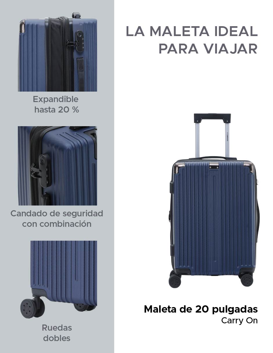 Foto 3 pulgar | Maleta de Mano Abs 20'' Miami Azul