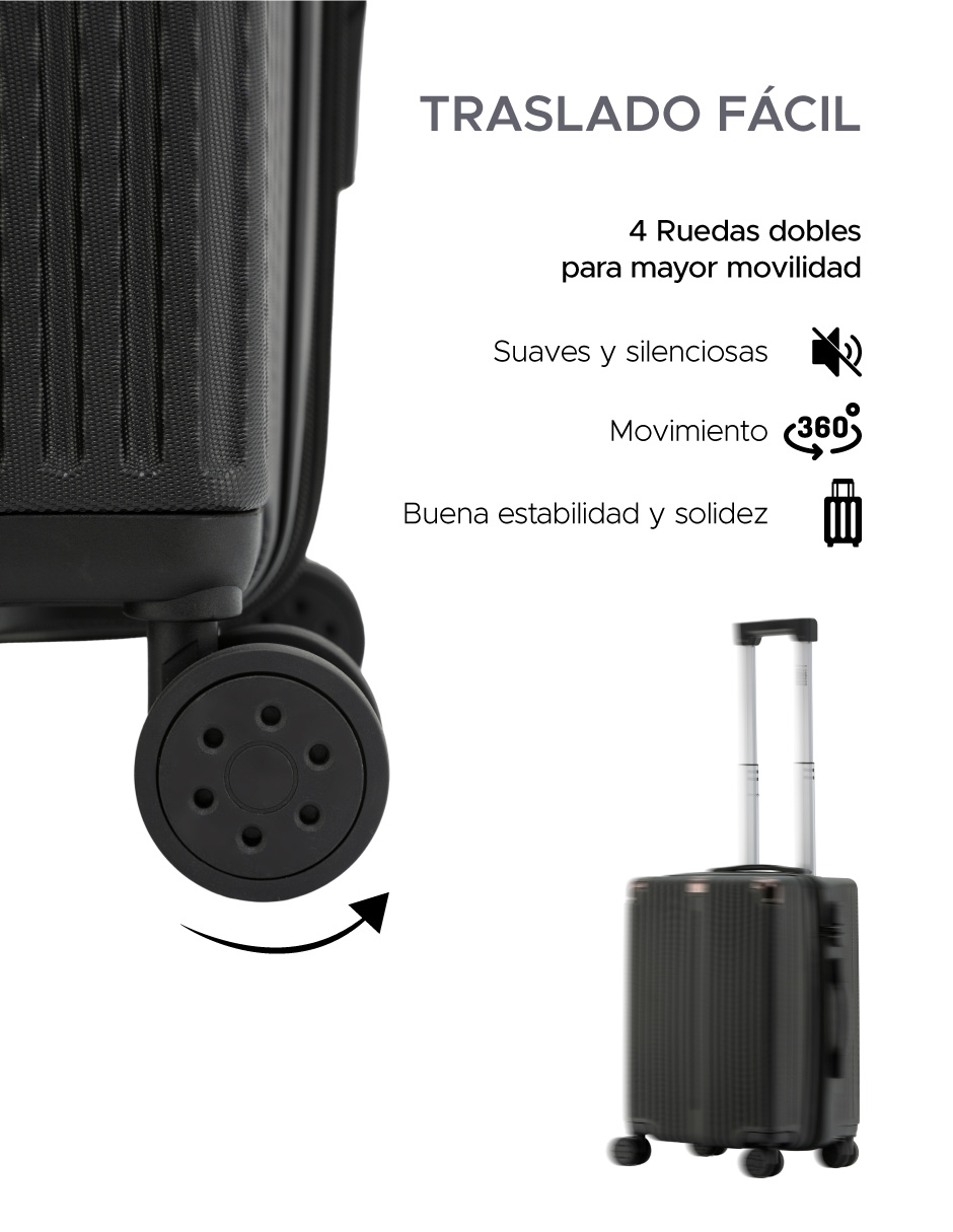 Foto 6 pulgar | Maleta De Mano Abs De 20'' Miami Color - Negro