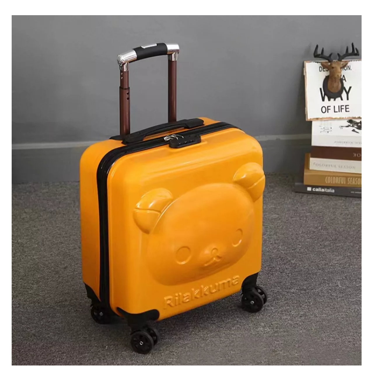 Foto 3 pulgar | Maleta Child Boy Girl Travel Con Ruedas Naranja Claro