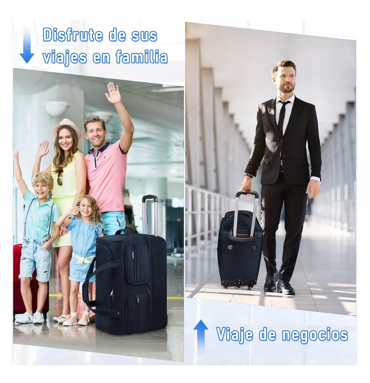 Foto 3 | Maleta De Viaje Con Ruedas Bolsa De Viaje, Azul Marino
