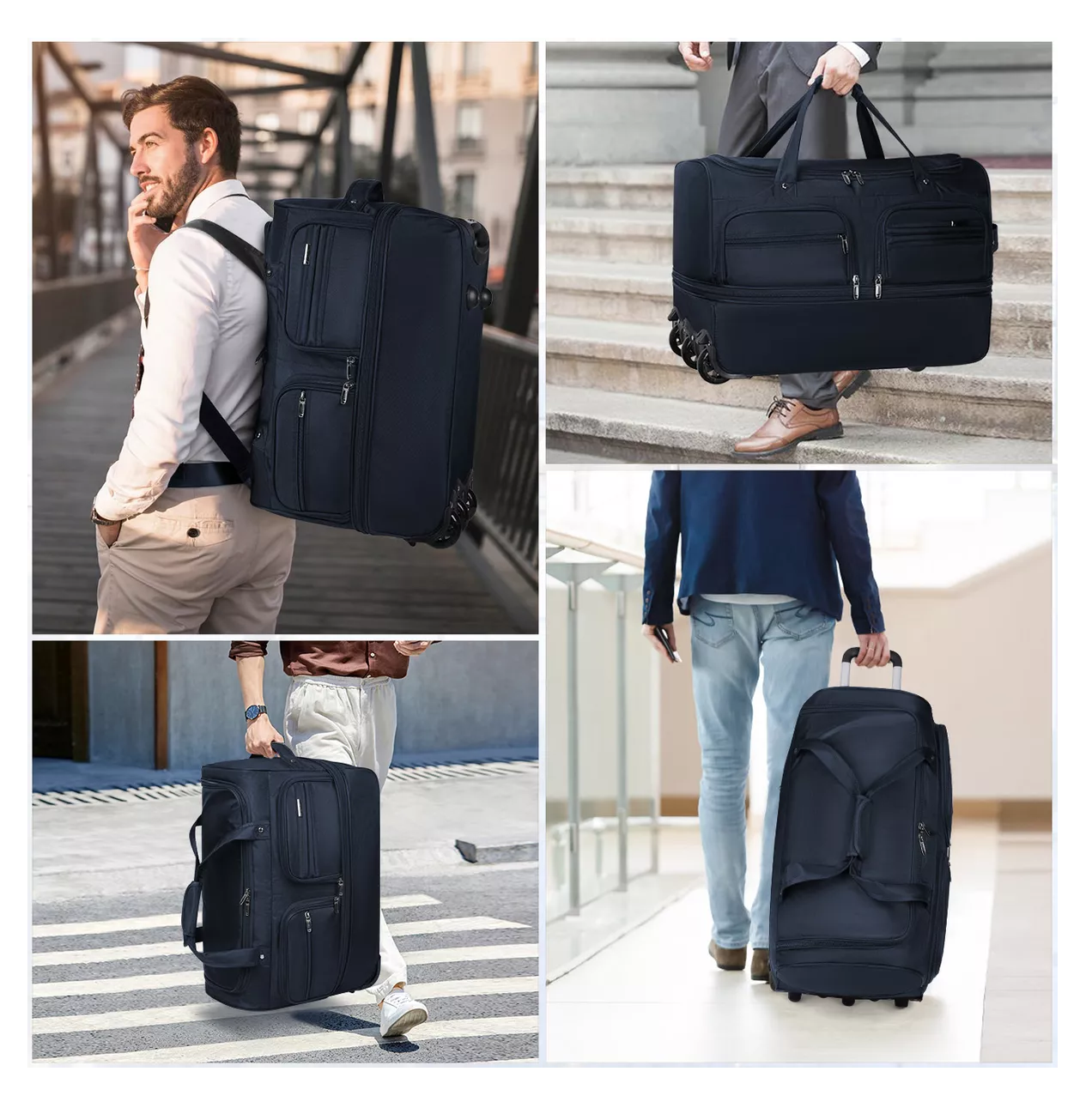 Foto 4 | Maleta De Viaje Con Ruedas Bolsa De Viaje, Azul Marino
