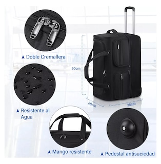 Foto 2 | Maleta de Viaje Con Ruedas Bolsa de Viaje Negra