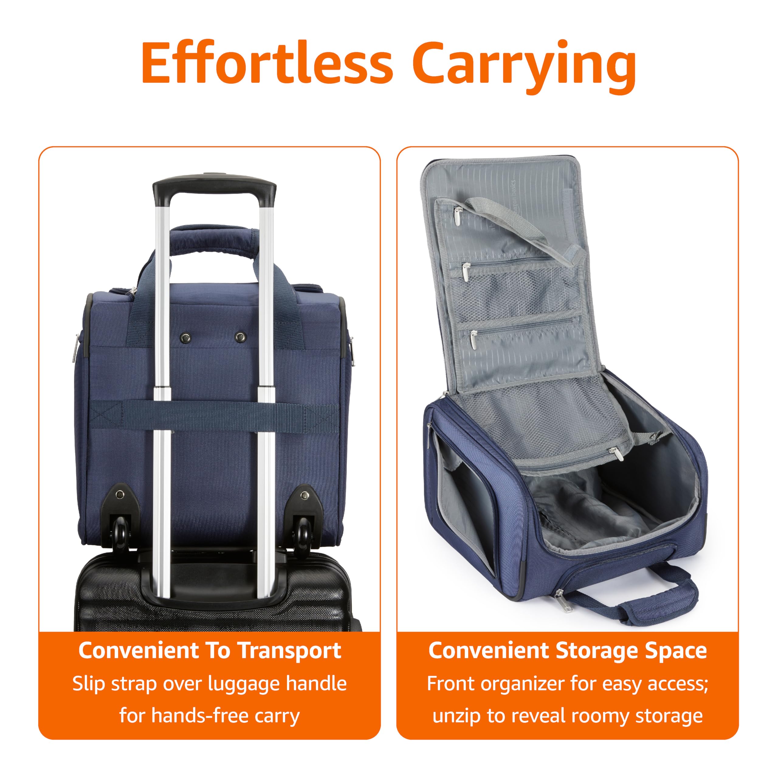 Foto 3 | Equipaje De Mano Amazon Basics Para Debajo Del Asiento, 14 Pulgadas, Azul Marino - Venta Internacional.