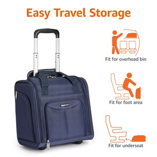 Foto 4 | Equipaje De Mano Amazon Basics Para Debajo Del Asiento, 14 Pulgadas, Azul Marino - Venta Internacional.