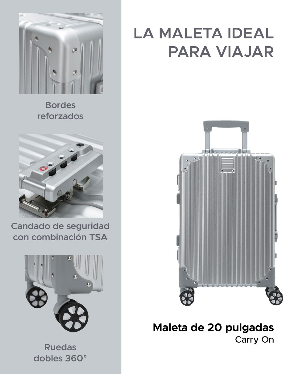 Foto 2 | Maleta Abs 20'' Compass Zúrich Color Plata