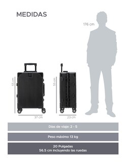 Foto 3 | Maleta Abs 20'' Negro 4 Ruedas Giratorias y Cerradura TSA