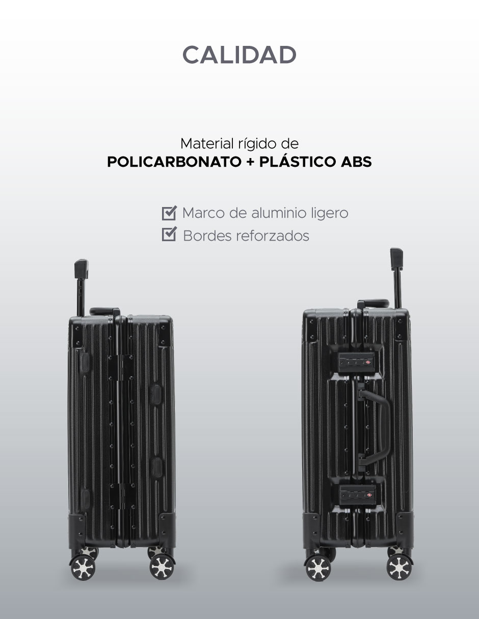 Foto 5 pulgar | Maleta Abs 20'' Negro 4 Ruedas Giratorias y Cerradura TSA