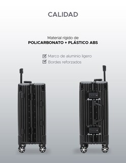 Foto 4 | Maleta Abs 20'' Negro 4 Ruedas Giratorias y Cerradura TSA