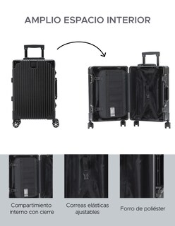 Foto 5 | Maleta Abs 20'' Negro 4 Ruedas Giratorias y Cerradura TSA