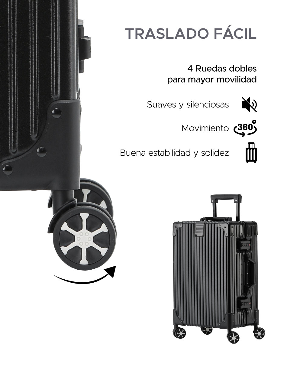 Foto 7 pulgar | Maleta Abs 20'' Negro 4 Ruedas Giratorias y Cerradura TSA