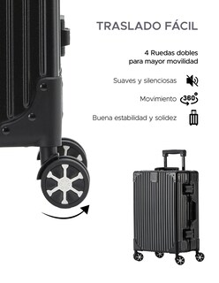 Foto 6 | Maleta Abs 20'' Negro 4 Ruedas Giratorias y Cerradura TSA